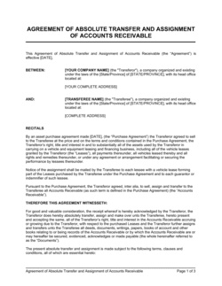 Agreement of Absolute Transfer and Assignment of Accounts Receivable