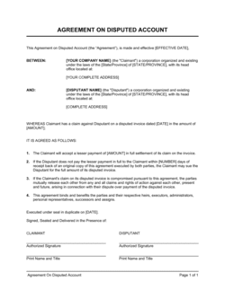 Agreement to Compromise Disputed Account
