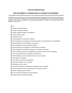 Business-in-a-Box's Liste de vérification Constitution du dossier du personnel