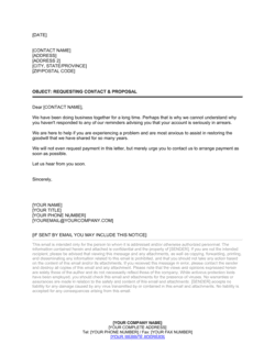 Business-in-a-Box's Collection Letter Requesting Contact and Proposal Template