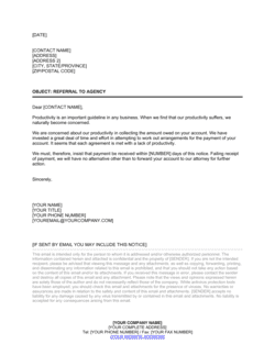 Business-in-a-Box's Collection Letter Referral to Agency Template