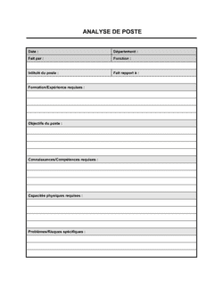 Fiche d'analyse de poste