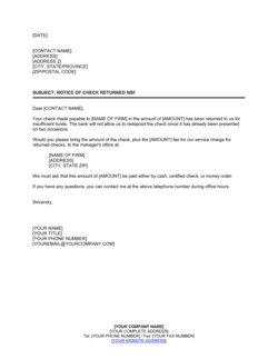 Business-in-a-Box's Notice of Check NSF 2 Template