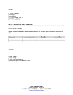 Business-in-a-Box's Request for Status Report Template