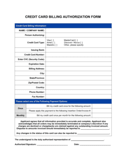 Business-in-a-Box's Credit Card Billing Authorization Form Template