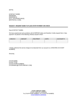 Request Bank to Stop-Payment