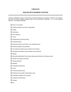 Business-in-a-Box's Checklist Business Deductions Template