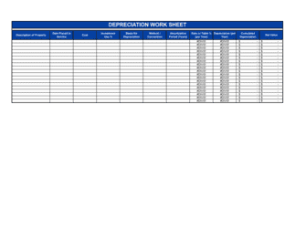 Business-in-a-Box's Depreciation Worksheet Template