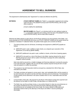 Business-in-a-Box's Agreement of Purchase and Sale of Business Assets Short Template
