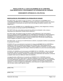Business-in-a-Box's Resolución del directorio que enmienda el procedimiento de aprobación de un cheque