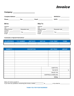 Commercial Sales Invoice