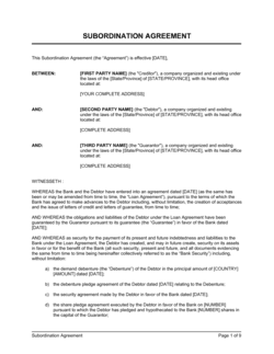Business-in-a-Box's Subordination Agreement Long Form Template