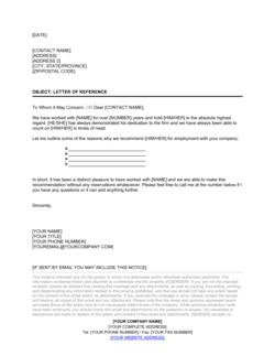 Business-in-a-Box's Letter of Reference Short Template