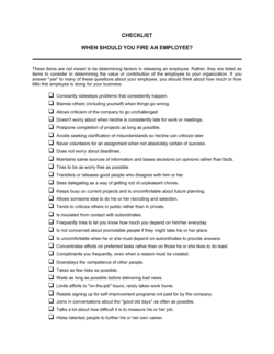 Checklist When Should You Fire an Employee
