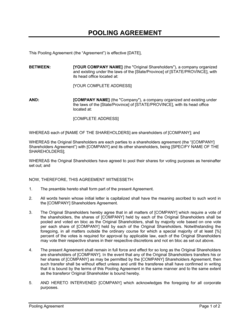 Business-in-a-Box's Pooling Agreement Template