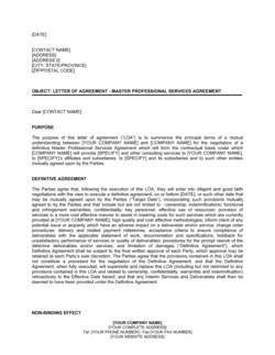 Business-in-a-Box's Letter of Agreement Master Professional Services Agreement Template