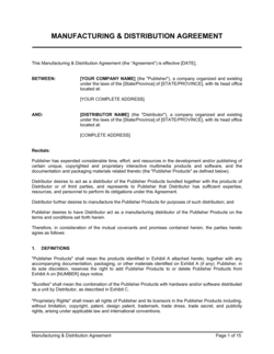 Business-in-a-Box's Manufacturing Distribution Agreement Template