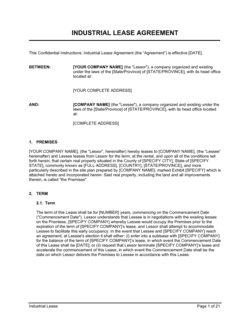 Business-in-a-Box's Industrial Lease Agreement Template