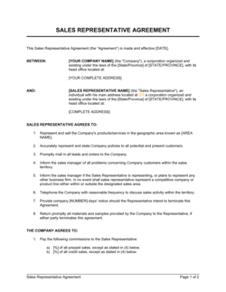 Business-in-a-Box's Sales Representative Agreement Template
