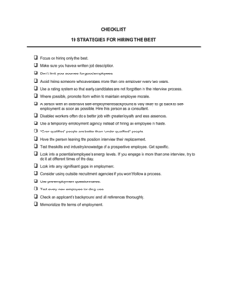 Checklist 19 Strategies for Hiring the Best