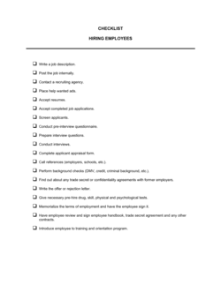 Checklist Hiring Employees