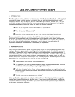 Job Applicant Interview Script