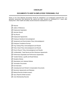 Checklist Personnel File