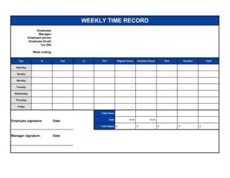 Business-in-a-Box's Time Sheet Template