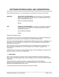 Software Entwicklungs_ und Lizenzvertrag