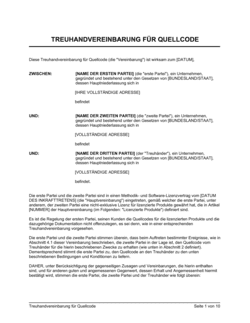 Treuhandvereinbarung für Quellcode