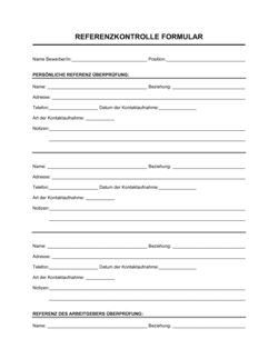 Business-in-a-Box's Referenzkontrolle Formular Template