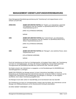 Management-Dienstleistungsvereinbarung