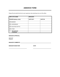 Business-in-a-Box's Absence Form Template