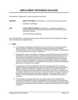 Employee Reference Release Agreement