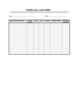 Business-in-a-Box's Telephone Tracking Log Template