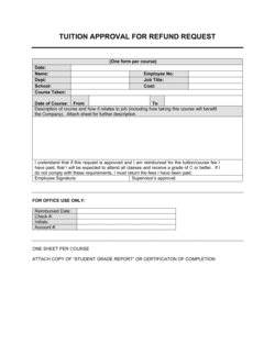 Business-in-a-Box's Tuition Approval for Refund Request Template