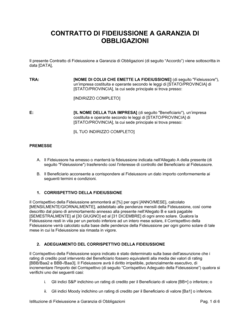 Business-in-a-Box's Contratto di fideiussione a garanzia di obbligazioni