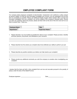 Business-in-a-Box's Employee Complaint Form Template