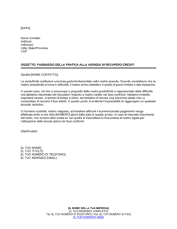 Business-in-a-Box's Lettera di riscossione del credito passaggio pratica ad agenzia