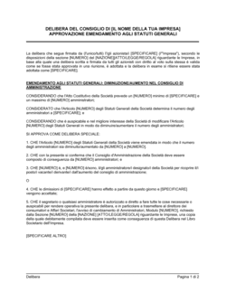 Business-in-a-Box's Delibera consiglio emendamento agli statuti generali