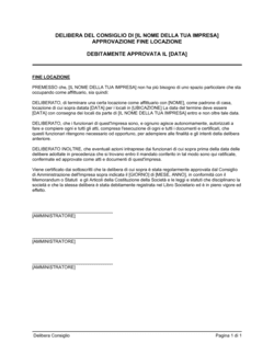 Business-in-a-Box's Delibera consiglio termine locazione
