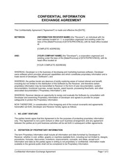 Business-in-a-Box's Confidential Information Exchange Agreement Template