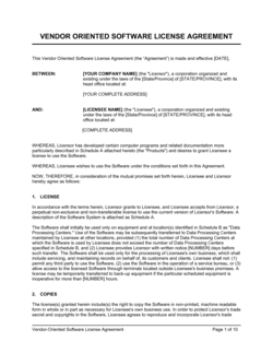 Business-in-a-Box's Vendor-Oriented Software License Agreement Template