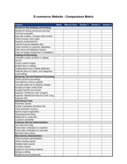 E-Commerce Solution Providers Comparison Matrix