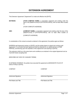Business-in-a-Box's Extension of Agreement Template