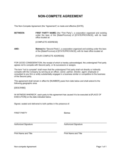 Business-in-a-Box's General Non-Compete Agreement Template