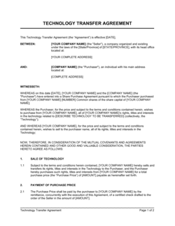 Business-in-a-Box's Technology Transfer Agreement Template