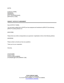 notice of assignment to commercial court