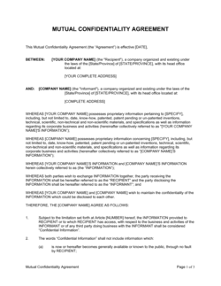 Business-in-a-Box's Mutual Confidentiality Agreement Template