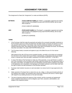 Business-in-a-Box's Assignment for Deed Template